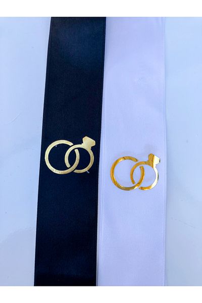 imzatasarım Gold Color Ring Symbol Printed Jewelry Ribbon Set (Nameless for Bride and Granny)