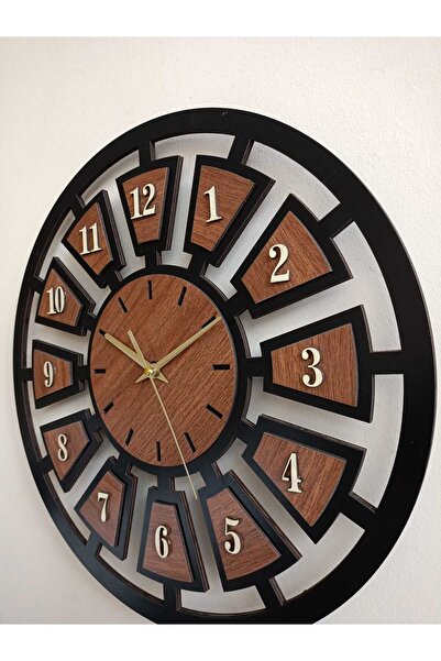 BekTek Ceviz Ahşap Sessiz Duvar Saati-5 Mm Kalın Malzeme