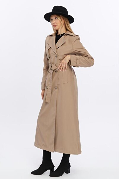 Jamila Çift Kapaklı Uzun Boy Kadın Trençkot