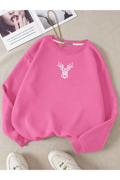 BENROMA Φούτερ Unisex Oversize - Deer Printed, Crew Neck