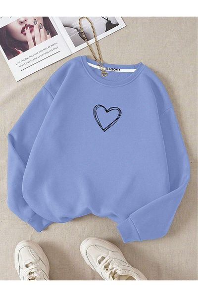 BENROMA Φούτερ Unisex Oversize - Heart Printed, Crew Neck