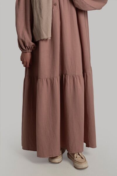 Emare Vintage Φόρεμα Μουσελίνας - Πούδρα