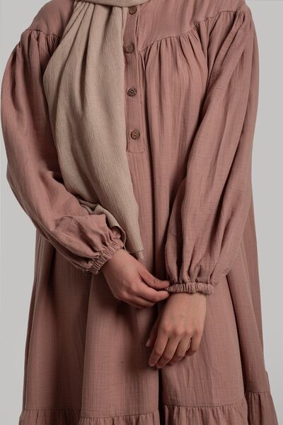 Emare Vintage Φόρεμα Μουσελίνας - Πούδρα