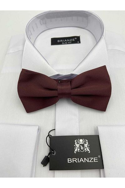 Brianze Satin Bow Tie - Brown Solid Color