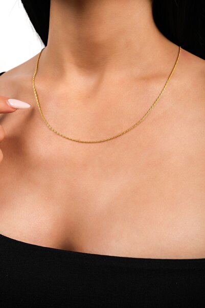 Side Gold Kuyumculuk 14 Ayar Sarı Gold Altın Halat Burgu Zincir Kolye