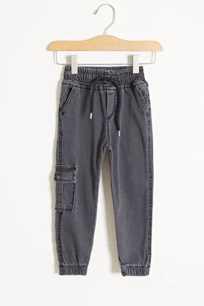 Cansın Mini Gray Cargo Pocketed Elastic Waist Boy's Jean Trousers 1-4 Years 17752