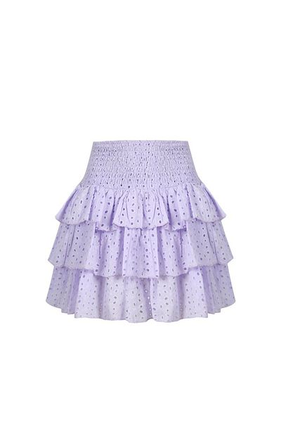 La Sarta Fusta scurtă liliac Santa Margarita - 100% bumbac, cu volane