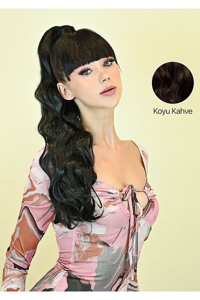 LOLLY PONY ذيل حصان مموج من الألياف بطول 55 سم بني داكن