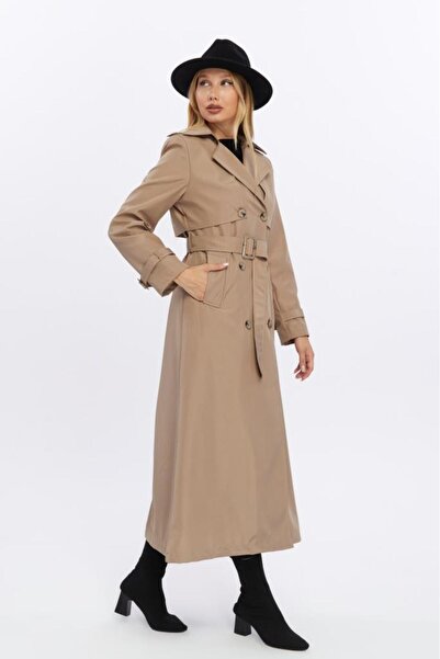 Jamila Çift Kapaklı Uzun Boy Kadın Trençkot