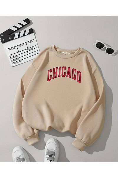 BENROMA Φούτερ UNISEX Oversize - CHICAGO Printed, Crew Neck