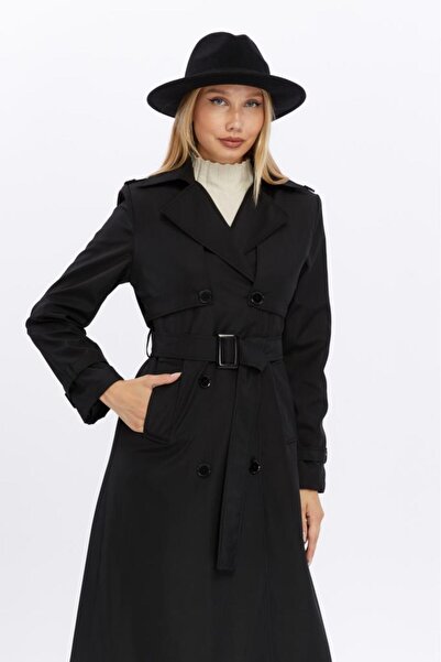 Jamila Çift Kapaklı Uzun Boy Kadın Trençkot