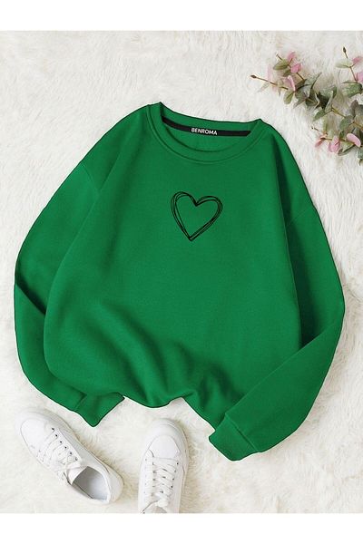 BENROMA Φούτερ Unisex Oversize - Heart Printed, Crew Neck