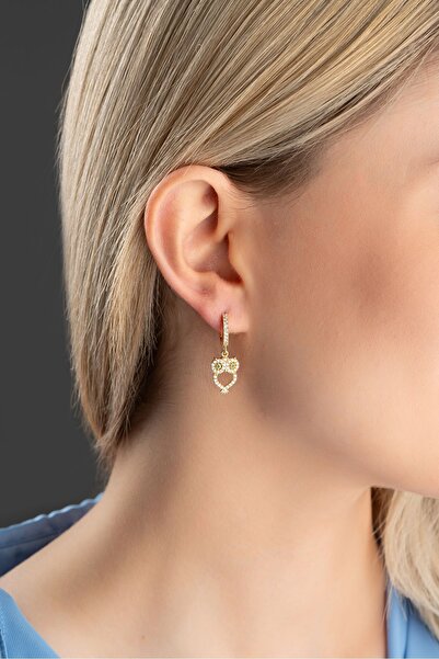 Nereze 925 Ayar Gümüş Gold Kaplama 10 mm Halka Sallantılı Baykuş Küpe