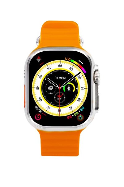 LOGIA Ultra Hello 3 Plus Akıllı Saat Gri Alüminyum Kasa Turuncu Spor Silikon Kordon