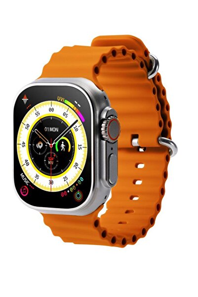 LOGIA Ultra Hello 3 Plus Akıllı Saat Gri Alüminyum Kasa Turuncu Spor Silikon Kordon