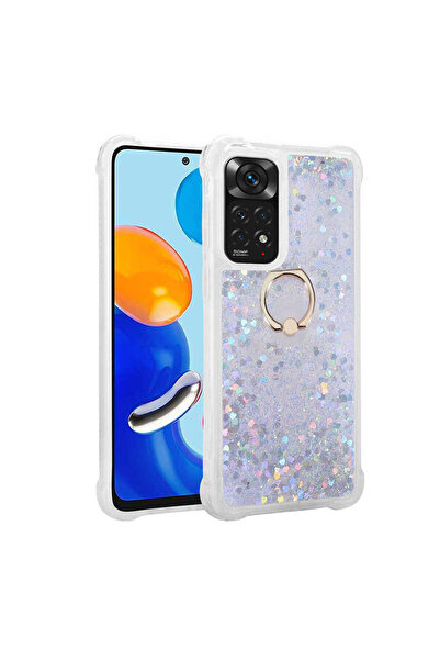 AQUA AKSESUAR Xiaomi Redmi Note 12 4G Uyumlu Akışkan Simli Sıvılı Yüzüklü Par...