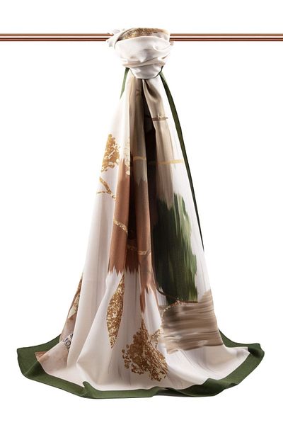 Vissona Women's Luxury Medina Silk Shawl Khaki Copper