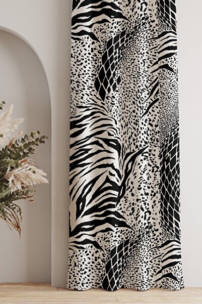 AYSHOME Ays Home Zebra Patterned Black and White Curtain - Pay Attention to the Size
