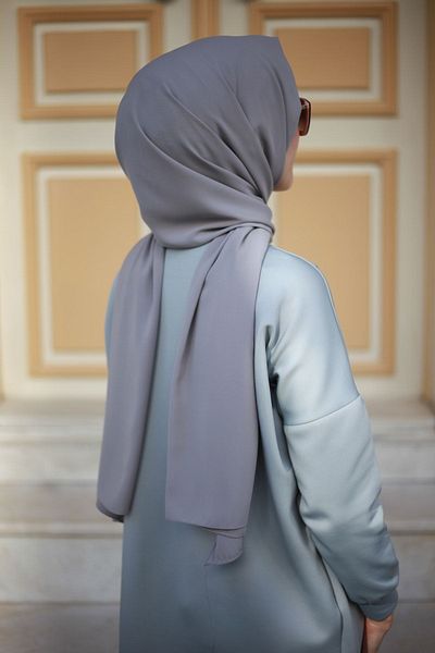 Mode Scarf Hijab Medina Silk Silver Grey Shall