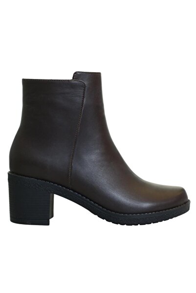 Platin Brown Leather Women's Heeled Boots