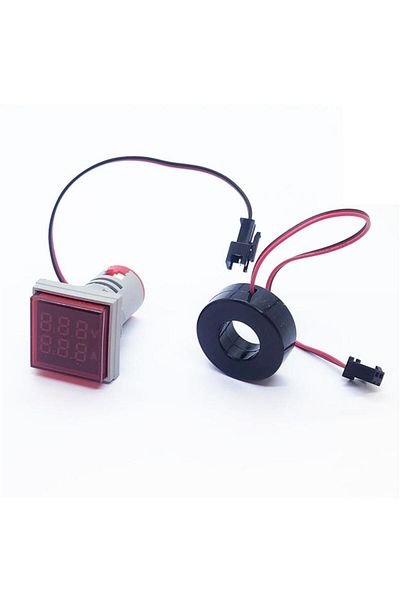 Arduino 22mm Digital Red Square Voltmeter-ammeter Ac 50-500v 0-100a