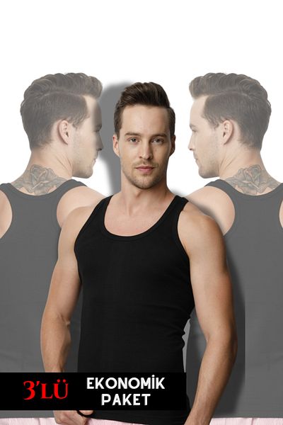 DONEX 2023 100% Cotton Rib Sports Tank Top Ανδρικό πακέτο 3 τεμαχίων