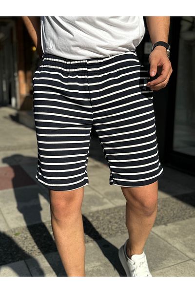 DEEPSENCE Ανδρικό casual σορτς Navy Blue White ριγέ