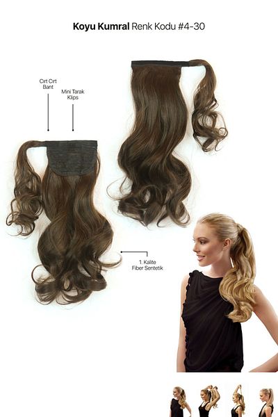 LOLLY PONY 50 Cm Fiber Wavy Ponytail Dark Auburn