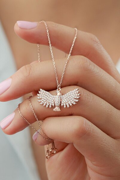 Silvano Jewelry 925 Ayar Gümüş Rose Kartal Kolye
