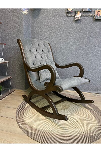 Asedia Rustik Ceviz Natura Gri Sallanan Sandalye Dinlenme Emzirme Baba Tv Oku...