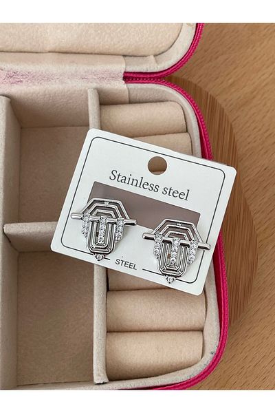 JELLY Serenay Model Jewelled Earrings - Women's Steel Zircon