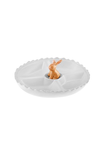 Karaca Ostern Snackschale mit 4 Fächern, Weiß Multi, Dolomit, Snackschale mit 4 Fächern