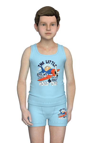 TOLIN Set pantaloni scurți pentru băieți, albastru deschis - bumbac și lycra, imprimat 83047