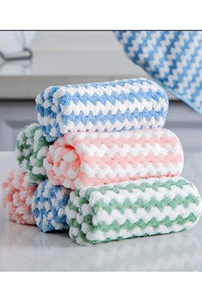 MODELHOME 3 Pieces of Waffle Patterned Microfiber Kitchen Cloth - Polar Coral, 30x30 Cm