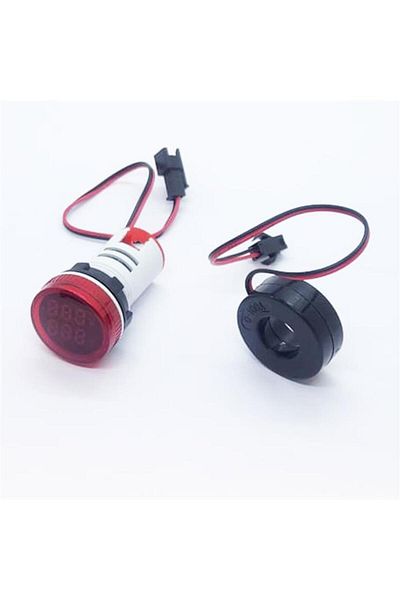 Arduino Red-22mm RoundLedAc Digital Voltmeter Ammeter - 50-500V0-100a with Signal Light