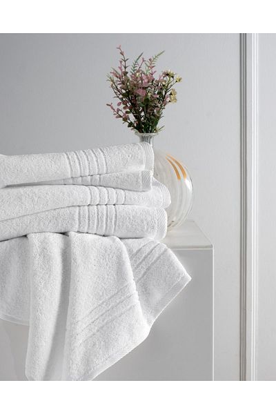 fabrikalite 76x150 Cm White Bath Body Towel - 100% Cotton Soft, Bordered 500gr 2 Pack