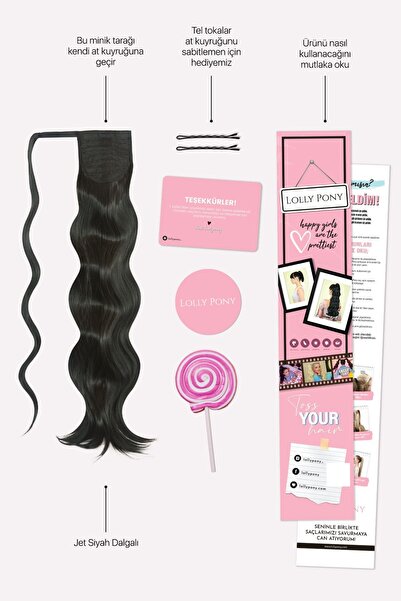 LOLLY PONY 55 Cm Fiber Wavy Ponytail Jet Black