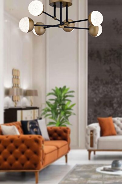 Step Aydınlatma Misty Avize Modeli 3 Renk Yanan 6lı Ledli Modern Siyah Eskitme Salon Oturma Odası Avizesi