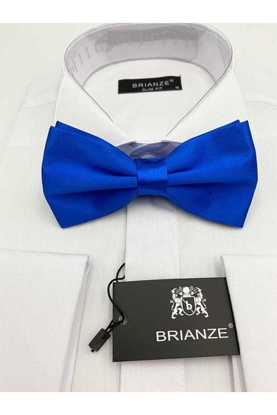 Brianze Parliament Blue Satin Bow Tie - Solid Color