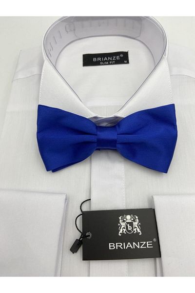 Brianze Satin Bow Tie -SaksBlue Solid Color