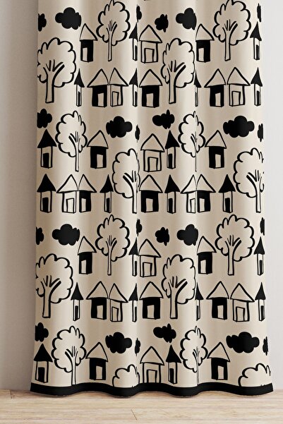 AYSHOME Ays Home - Home Patterned Teen Room Kitchen Background Curtain
