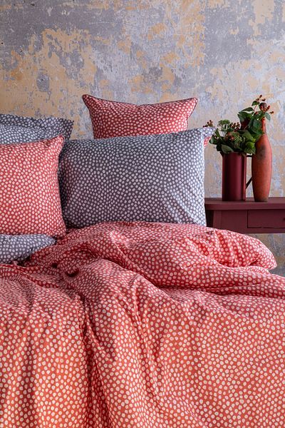 Leruum London طقم غطاء لحاف وغطاء وسادة منقط باللون البرتقالي مقاس 240 × 220 مقاس كبير - 4 قطع