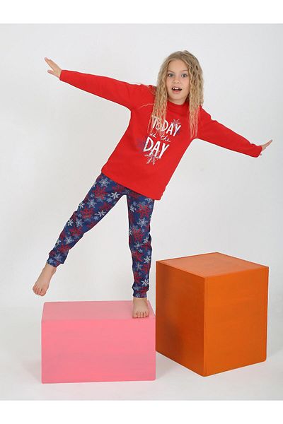vitmo Girl's Long Sleeve 100% Cotton Pajama Set - Today