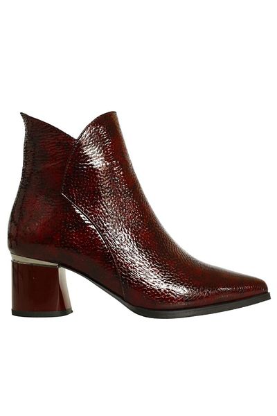 Platin Burgundy Print Women's Heeled Zipper Detailed Boots