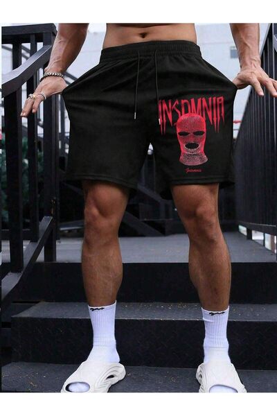 MODAVİBE Pantaloni scurți la modă pentru bărbați - cu mască de zăpadă și impr...