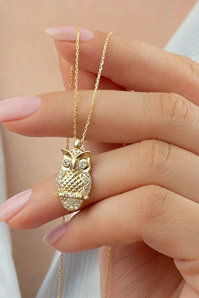 Silvano Jewelry 925 Ayar Gümüş Gold Baykuş Kolye