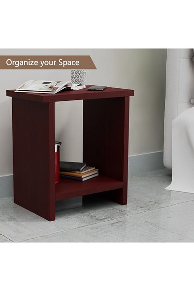 Mahmayi Modern Wooden Nightstand - Ample Storage, Durable, Versatile, Easy Assembly - Apple Cherry