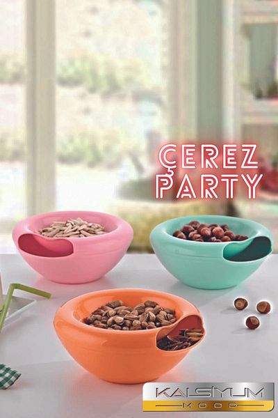 Kalsiyum Mood 3 Piece Nuts Snack Bowl Set - Bowl with Hidden Chamber, Presentation Snack Bowl