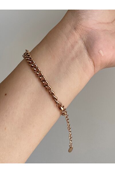 Owentis سوار بيراي من الفولاذ الذهبي الوردي على شكل قلب مرصع بالأحجار - لا يسبب التشويه -