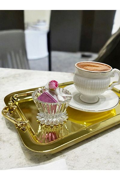 EVSTYLE 6-Piece Silver Footed Glass Turkish Delight Holder